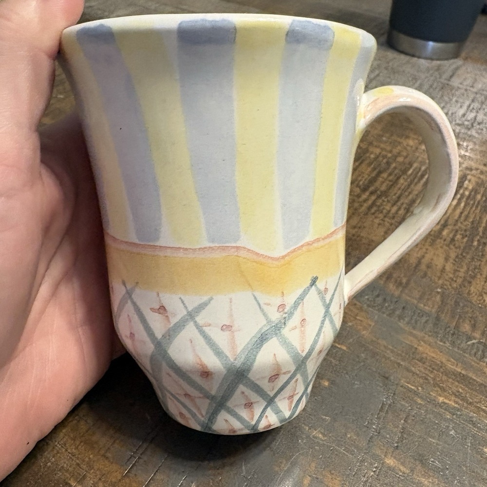 MacKenzie-Childs Ceramic Mug Monet 1992 Vintage Hand Painted New! #13 Terracotta